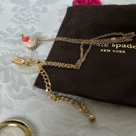 Kate Spade Pink Magnolia Cupcake bag charm and matching Necklace - Picture 3 of 4